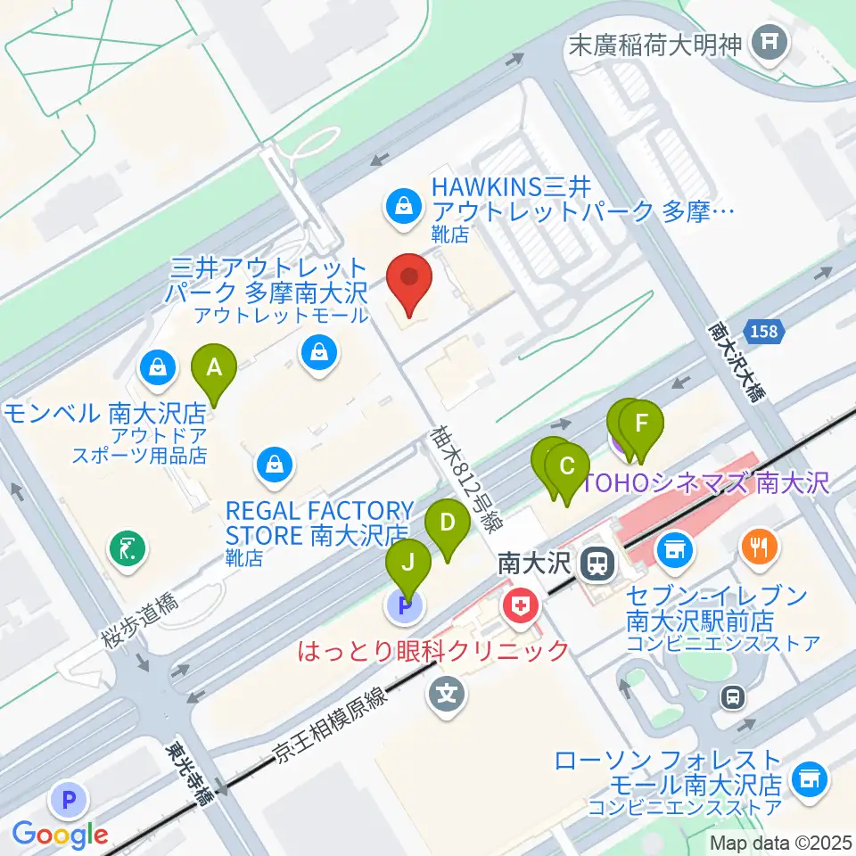 TAMAカルチャーカレッジ周辺のファミレス・ファーストフード一覧地図