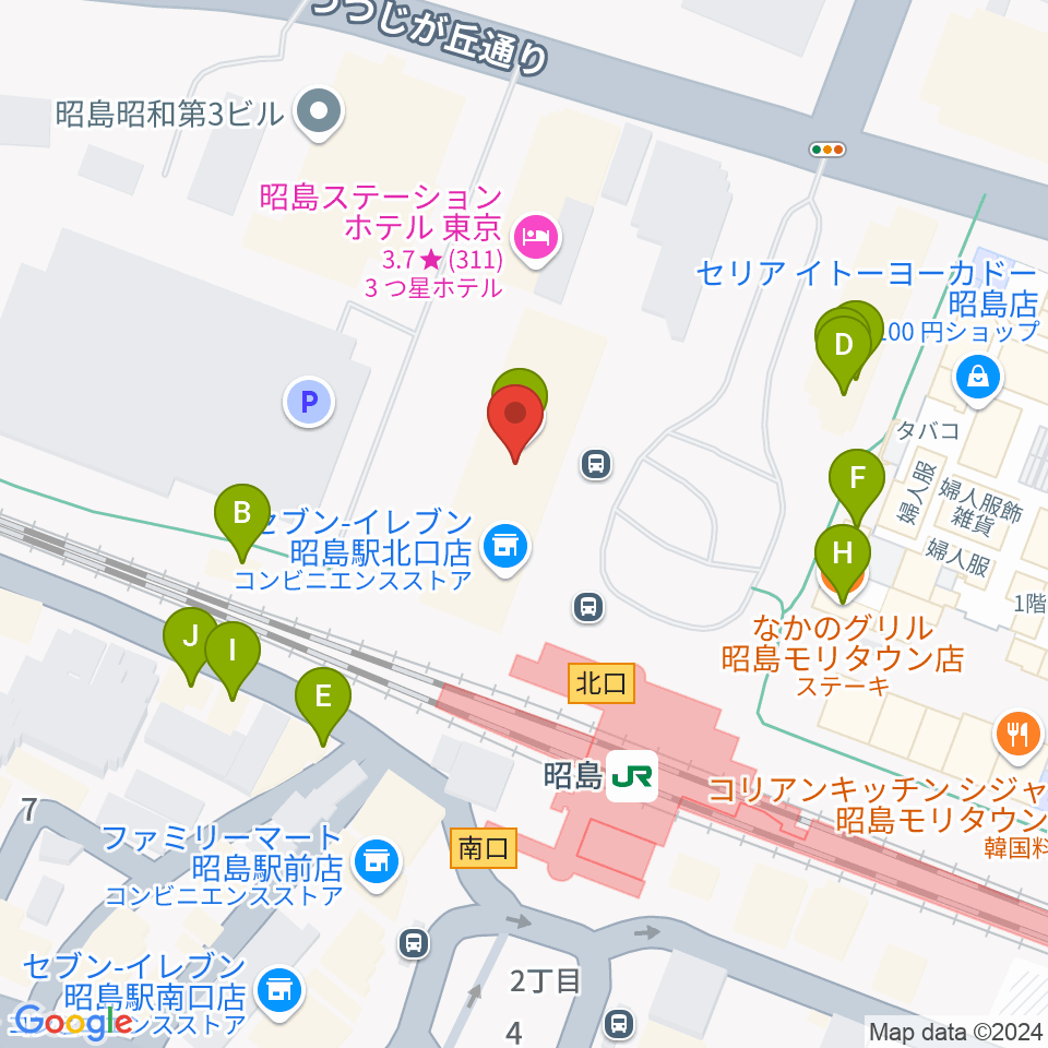 昭和の森カルチャーセンター周辺のファミレス・ファーストフード一覧地図