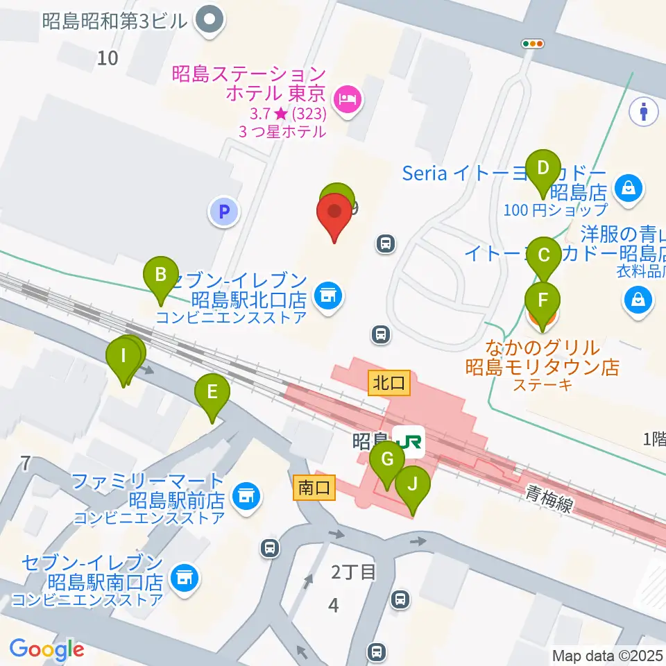 昭和の森カルチャーセンター周辺のファミレス・ファーストフード一覧地図