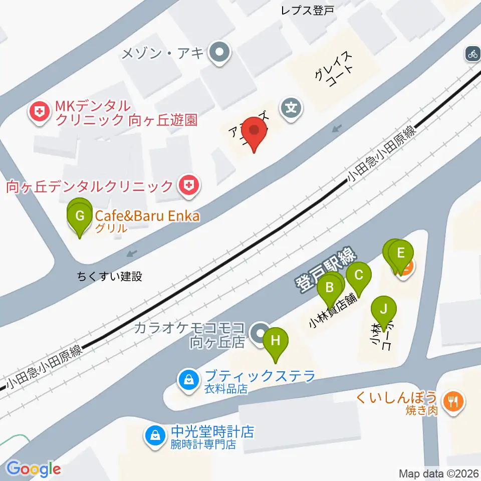 アミーズボーカルスクール向ヶ丘遊園校 周辺のファミレス ファーストフード一覧マップ