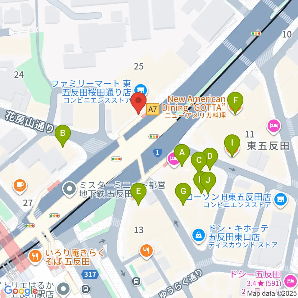 東京デザインセンター・ガレリアホール周辺のファミレス・ファーストフード一覧地図