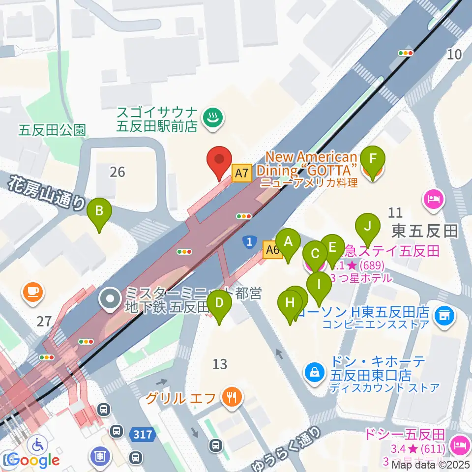 東京デザインセンター・ガレリアホール周辺のファミレス・ファーストフード一覧地図