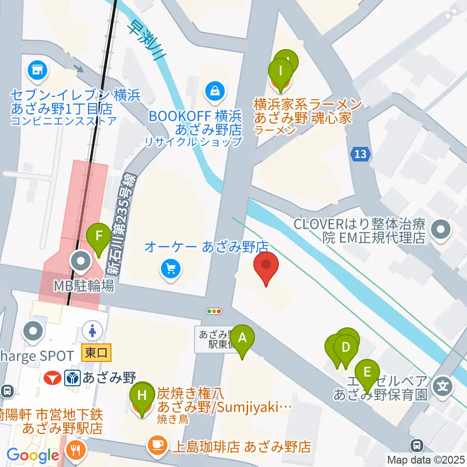 アミーズボーカルスクールあざみ野校周辺のファミレス・ファーストフード一覧地図