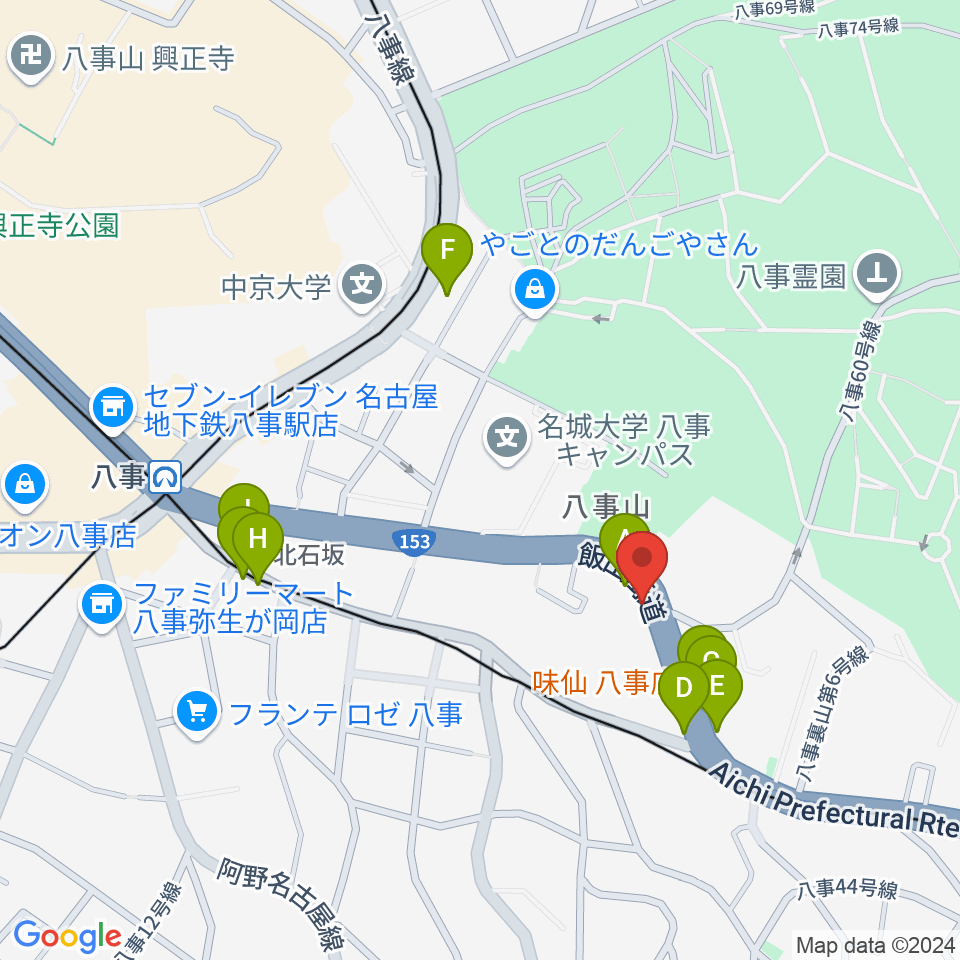 サウンドノート名古屋周辺のファミレス・ファーストフード一覧地図