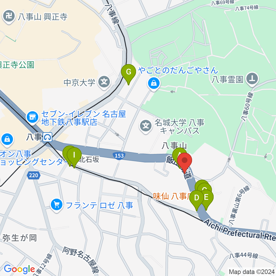 サウンドノート名古屋周辺のファミレス・ファーストフード一覧地図