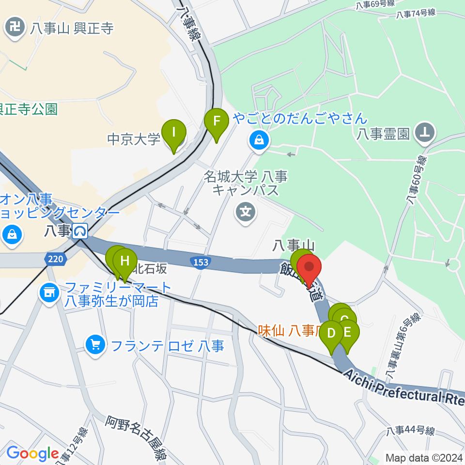 オサスタ周辺のファミレス・ファーストフード一覧地図