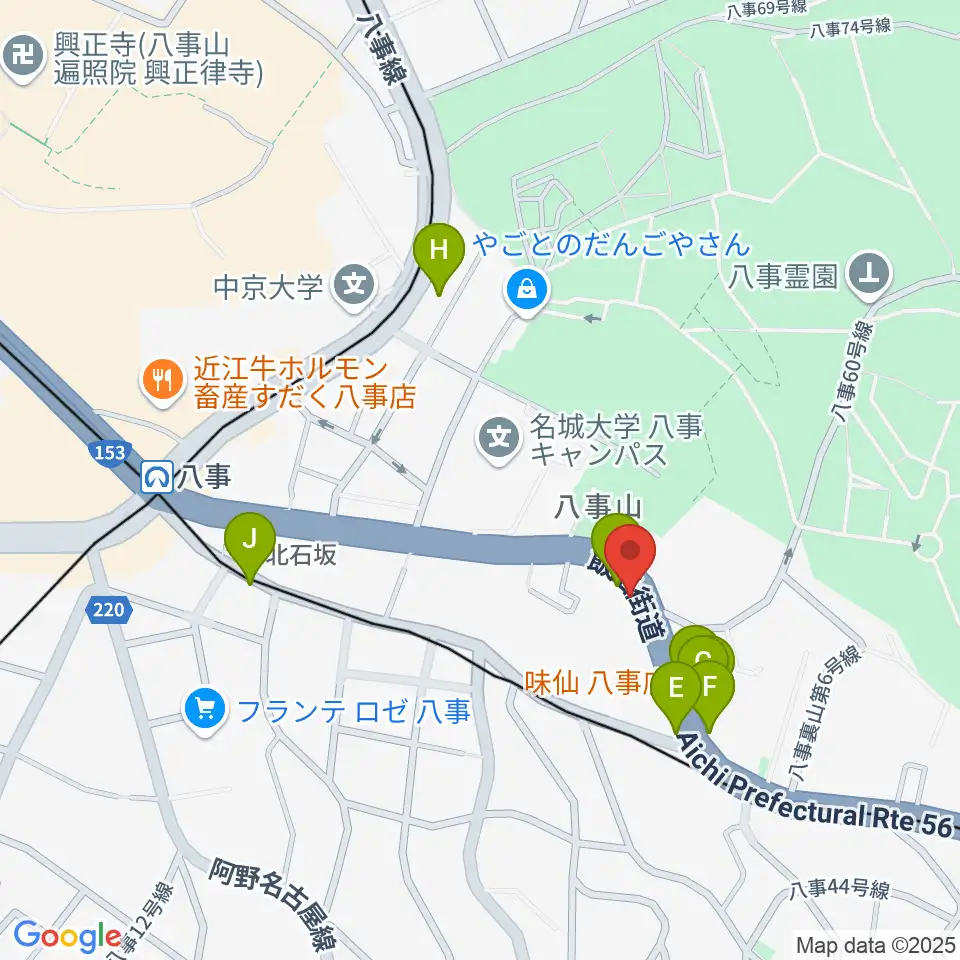 オサスタ周辺のファミレス・ファーストフード一覧地図