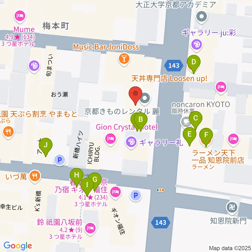 祇園SILVER WINGS周辺のファミレス・ファーストフード一覧地図