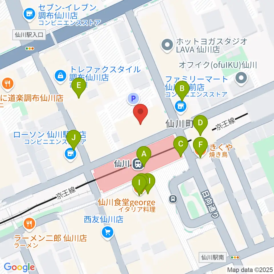 仙川カルチャーセンター周辺のファミレス・ファーストフード一覧地図