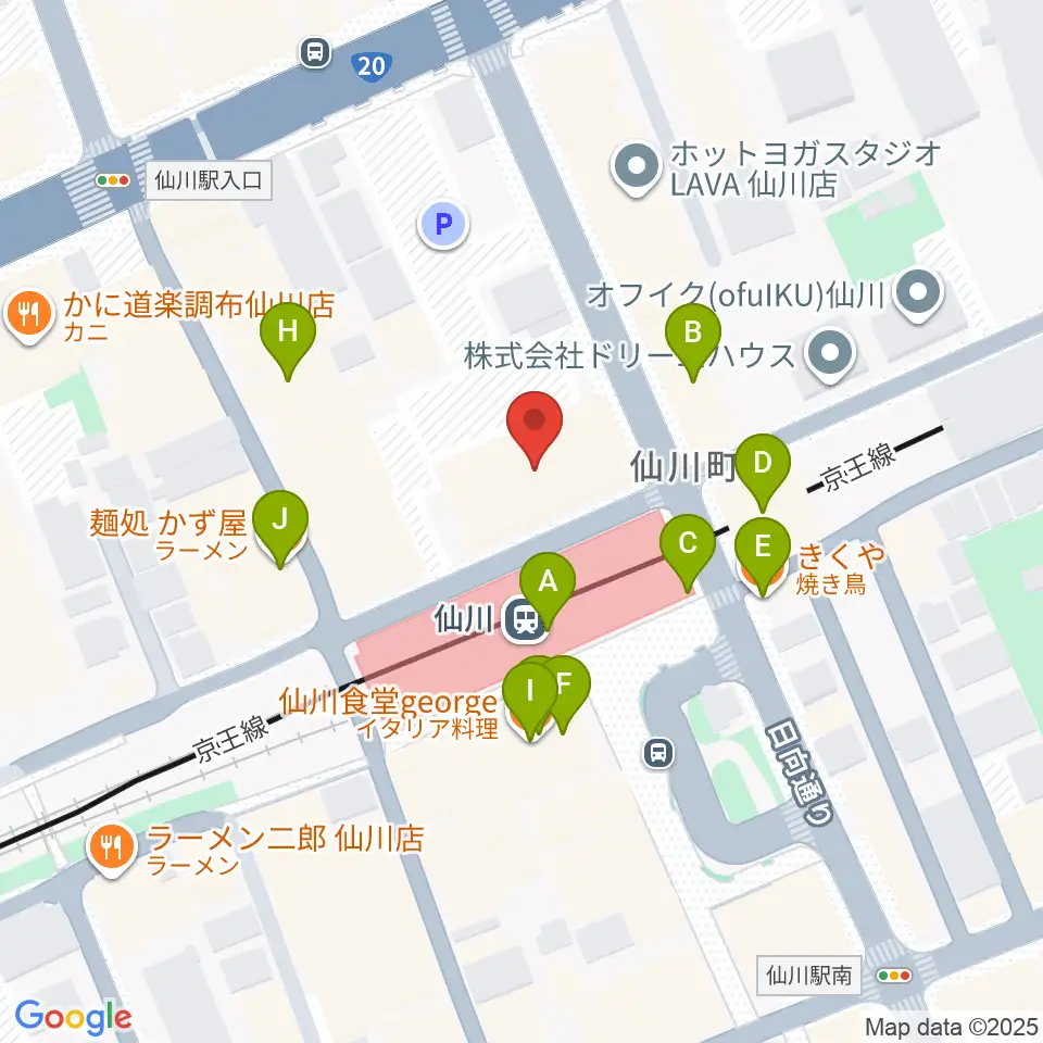 仙川カルチャーセンター周辺のファミレス・ファーストフード一覧地図