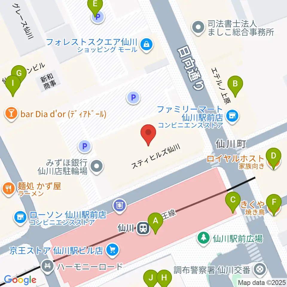 仙川カルチャーセンター周辺のファミレス・ファーストフード一覧地図