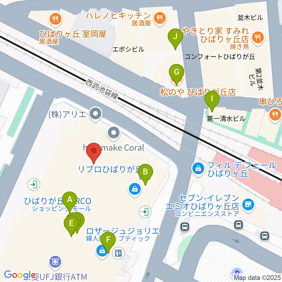 ひばりが丘カルチャーセンター周辺のファミレス・ファーストフード一覧地図