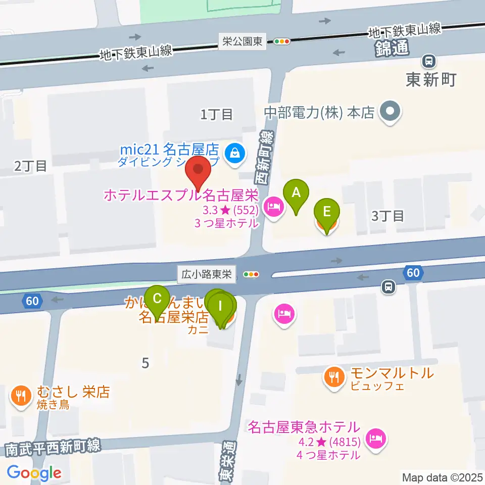 名古屋音楽学校 貸し練習室周辺のファミレス・ファーストフード一覧地図