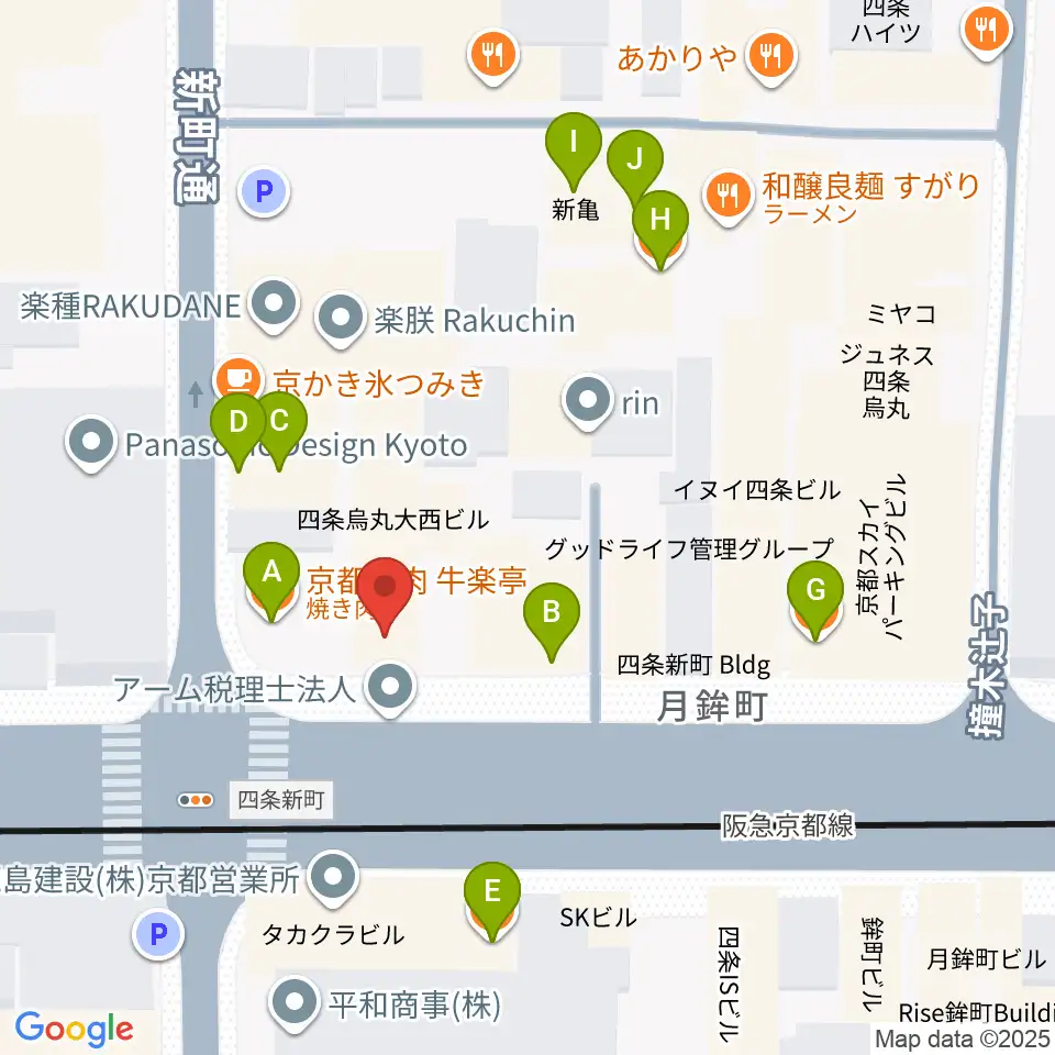 京都MOJO周辺のファミレス・ファーストフード一覧地図