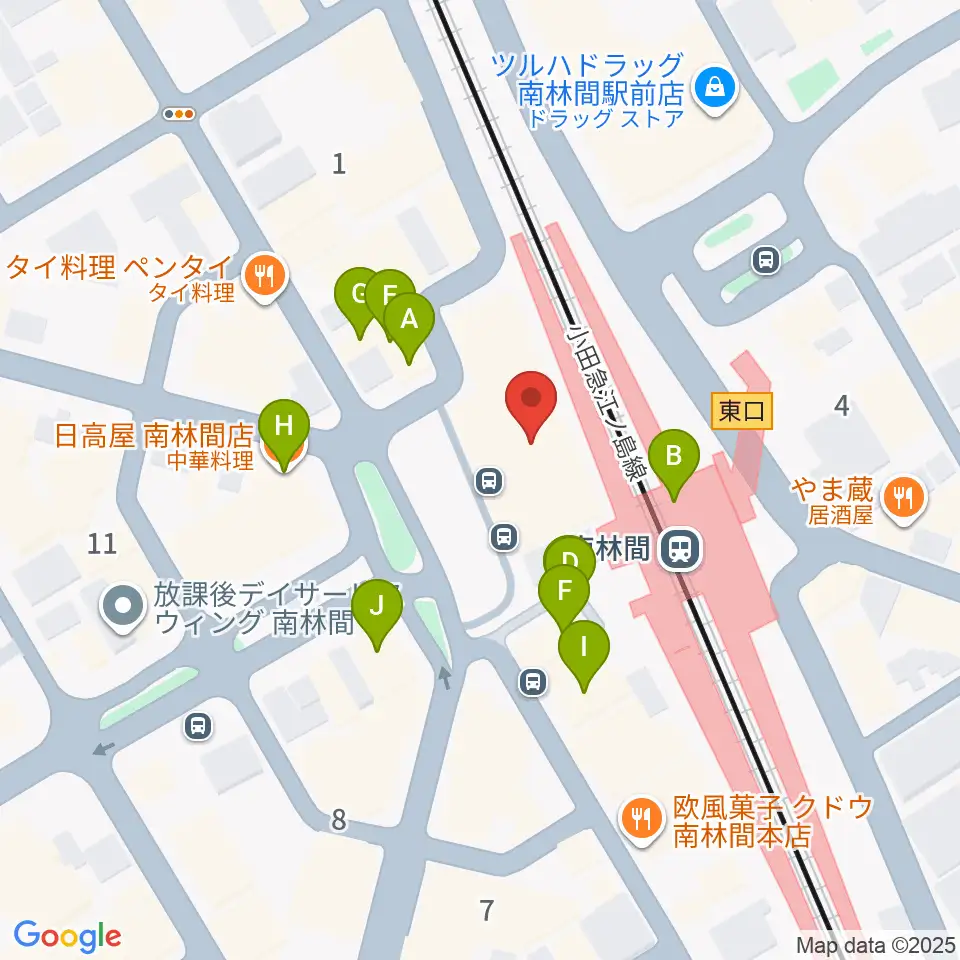 南林間カルチャーセンター周辺のファミレス・ファーストフード一覧地図