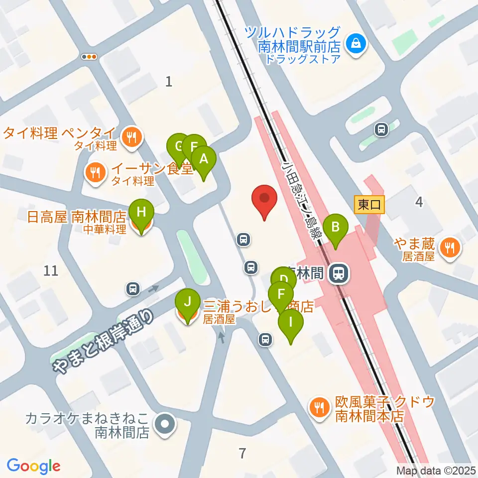 南林間カルチャーセンター周辺のファミレス・ファーストフード一覧地図