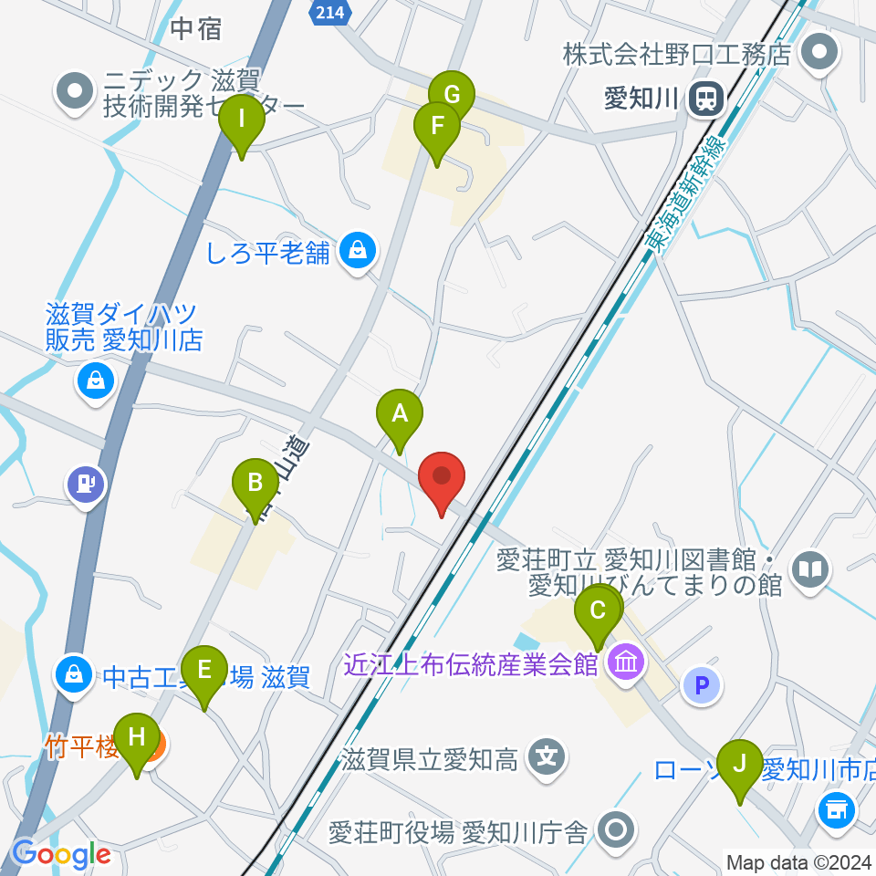 塚本楽器 愛知川店スタジオ周辺のファミレス・ファーストフード一覧地図