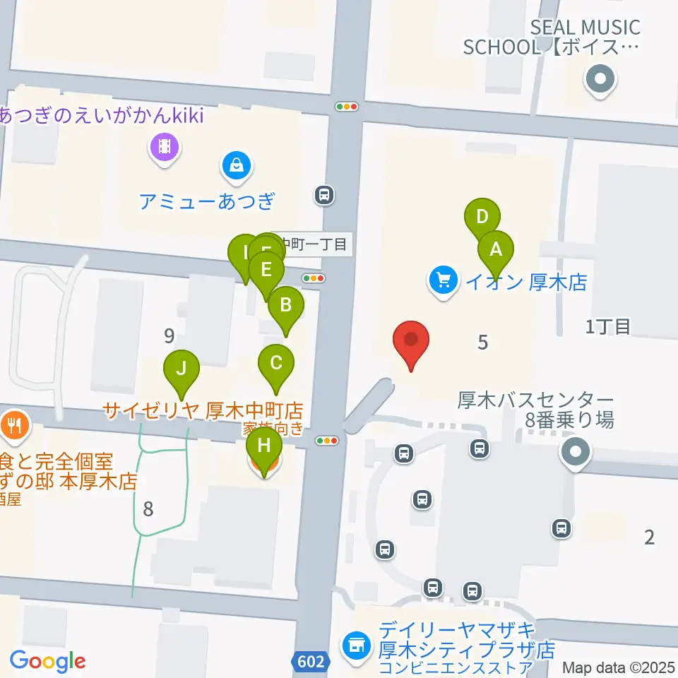 厚木カルチャーセンター周辺のファミレス・ファーストフード一覧地図