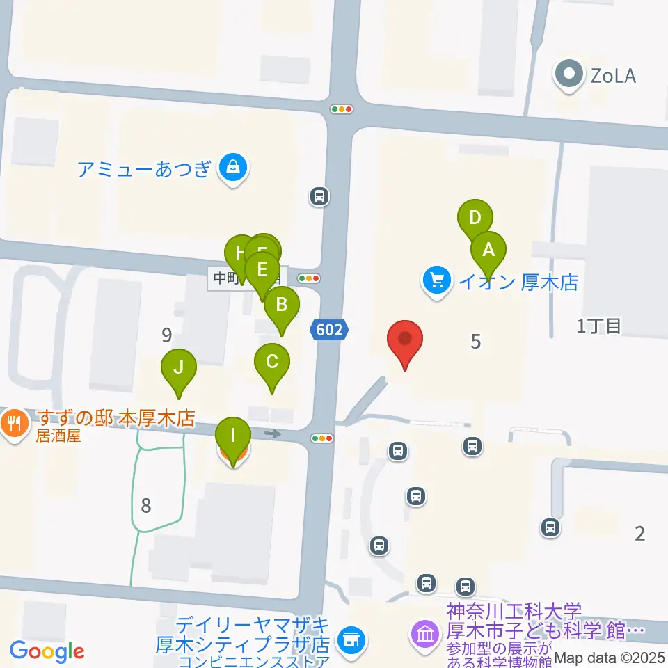厚木カルチャーセンター周辺のファミレス・ファーストフード一覧地図