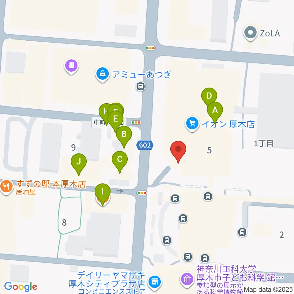 厚木カルチャーセンター周辺のファミレス・ファーストフード一覧地図