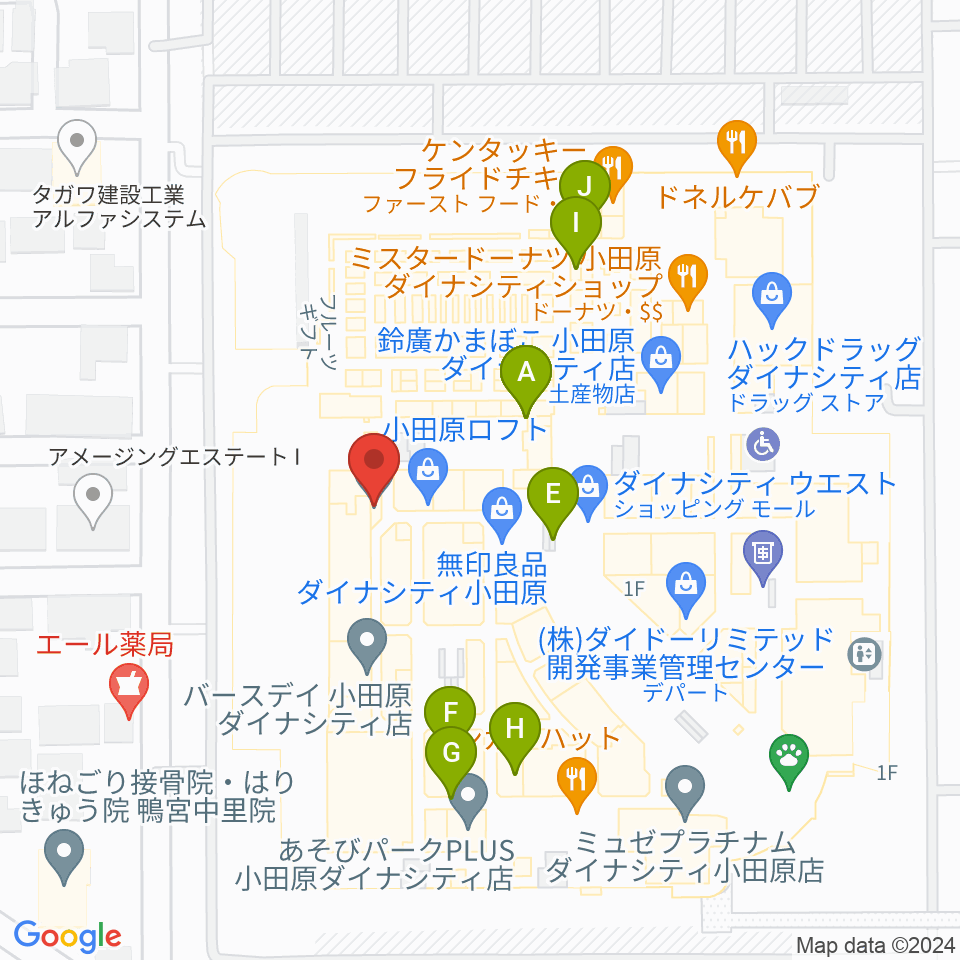 カルチャーセンター小田原周辺のファミレス・ファーストフード一覧地図