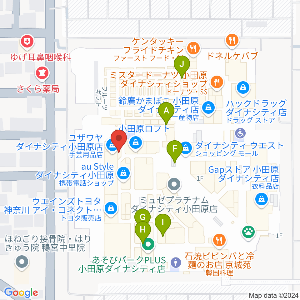 カルチャーセンター小田原周辺のファミレス・ファーストフード一覧地図