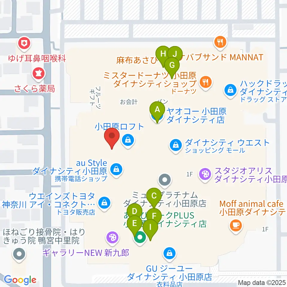 カルチャーセンター小田原周辺のファミレス・ファーストフード一覧地図