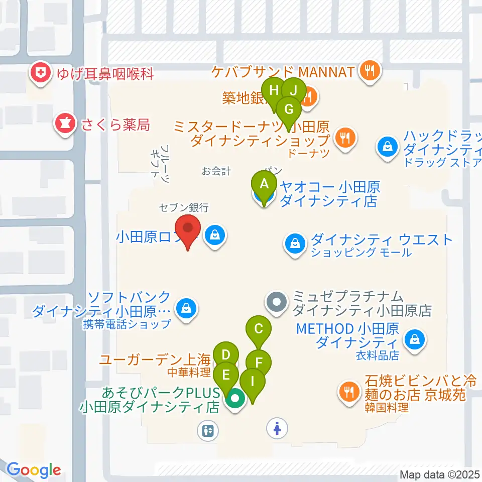 カルチャーセンター小田原周辺のファミレス・ファーストフード一覧地図