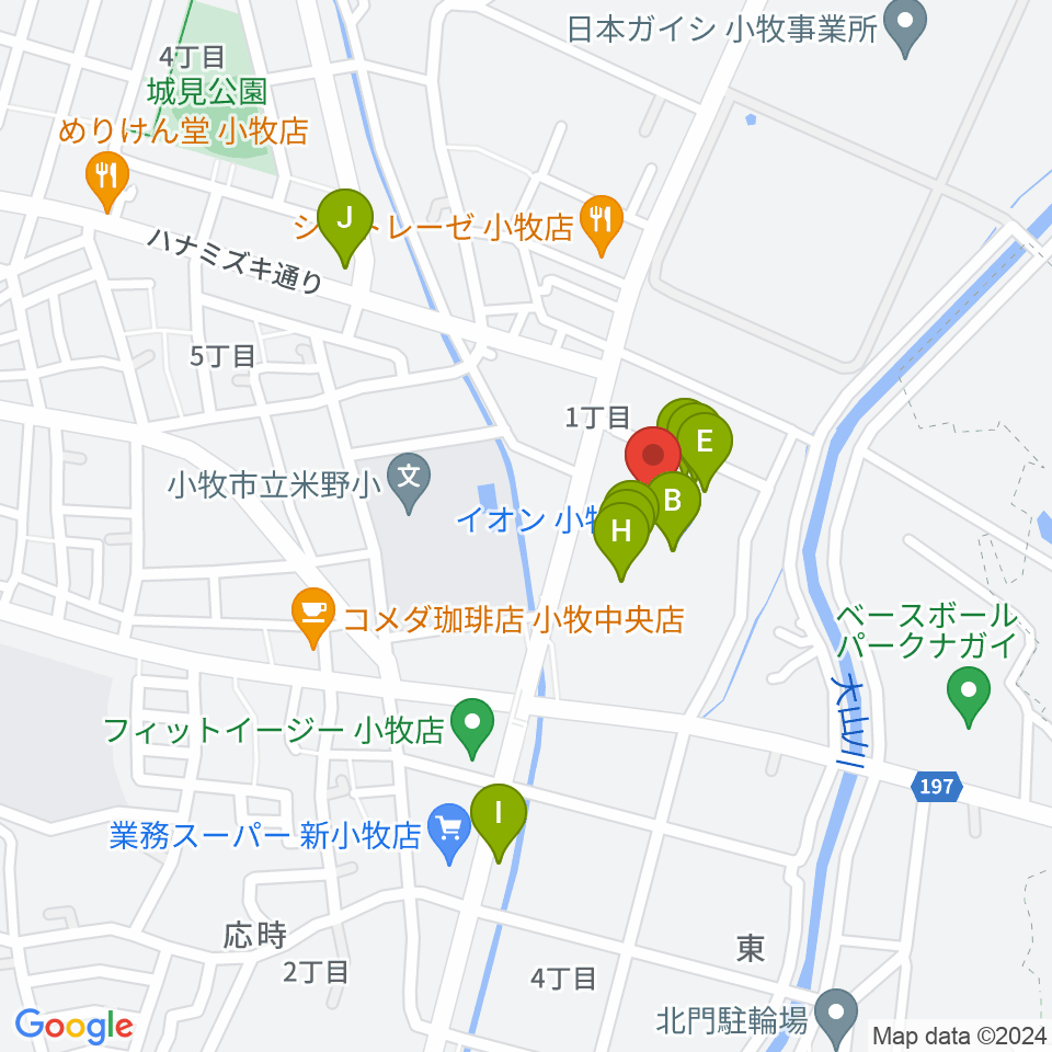 村井楽器小牧店周辺のファミレス・ファーストフード一覧地図