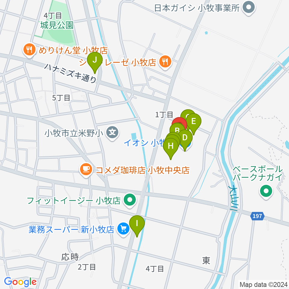 村井楽器小牧店周辺のファミレス・ファーストフード一覧地図