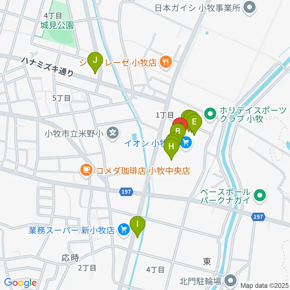 村井楽器小牧店周辺のファミレス・ファーストフード一覧地図