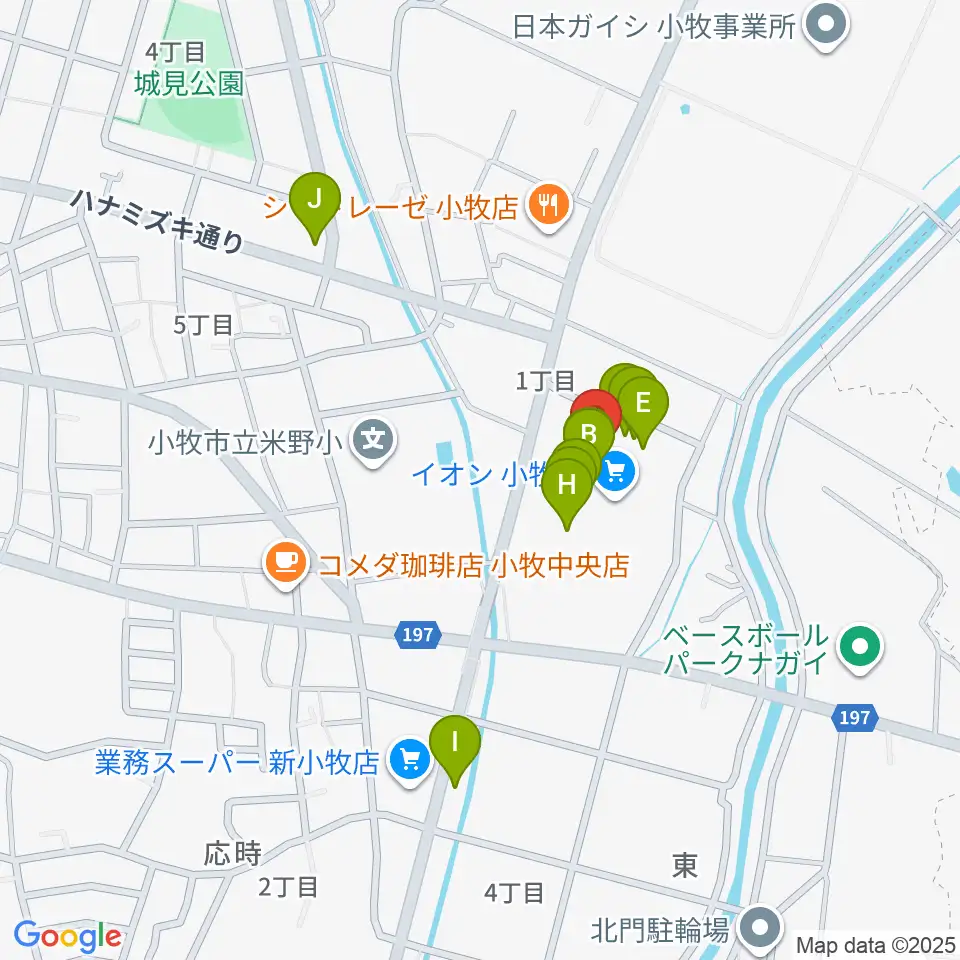 村井楽器小牧店周辺のファミレス・ファーストフード一覧地図