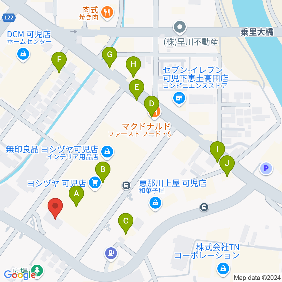 可児カルチャーセンター周辺のファミレス・ファーストフード一覧地図