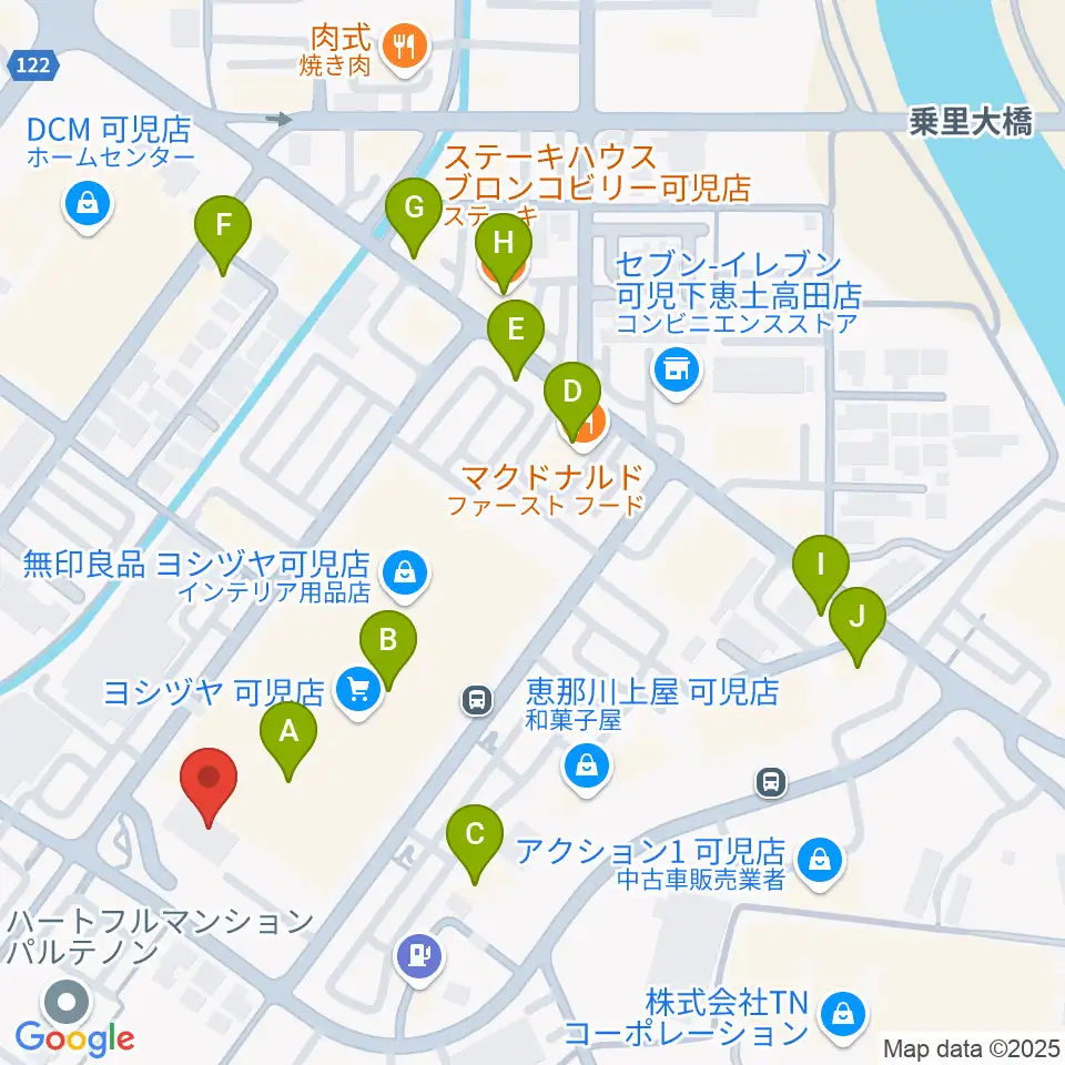 可児カルチャーセンター周辺のファミレス・ファーストフード一覧地図