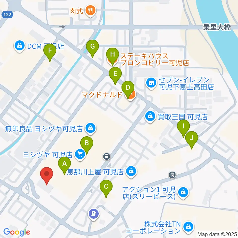可児カルチャーセンター周辺のファミレス・ファーストフード一覧地図