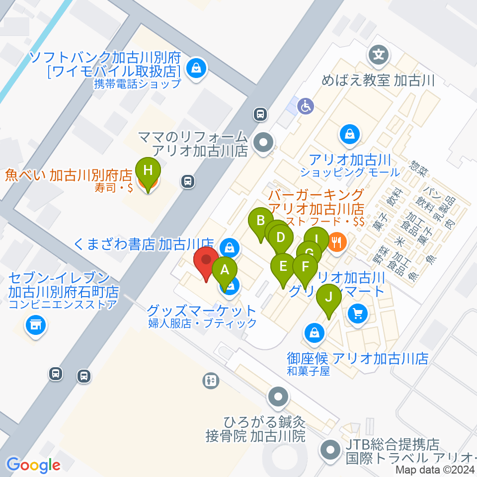 ヨークカルチャーセンター加古川周辺のファミレス・ファーストフード一覧地図