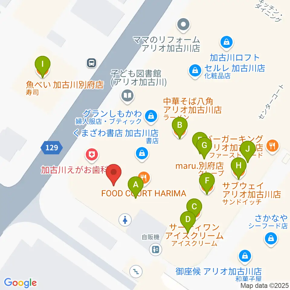ヨークカルチャーセンター加古川周辺のファミレス・ファーストフード一覧地図