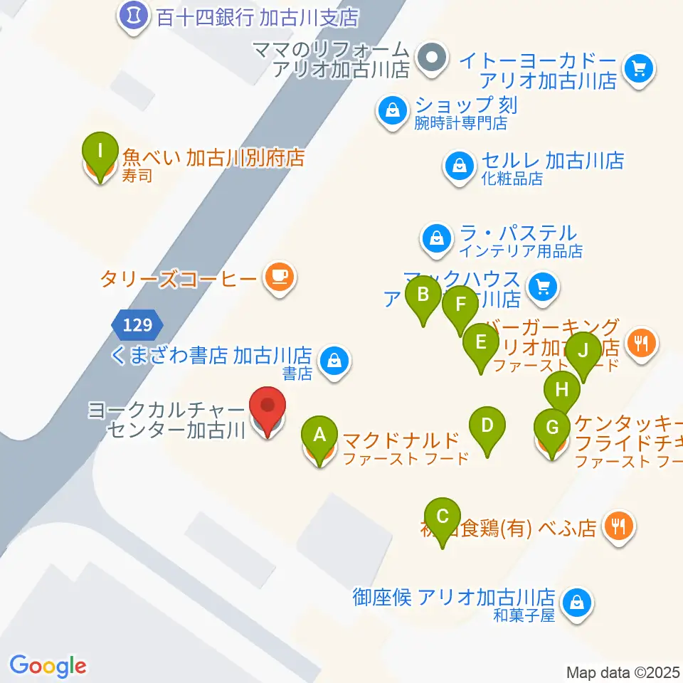 ヨークカルチャーセンター加古川周辺のファミレス・ファーストフード一覧地図