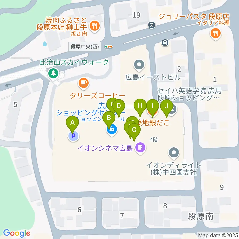 広島カルチャーセンター周辺のファミレス・ファーストフード一覧地図