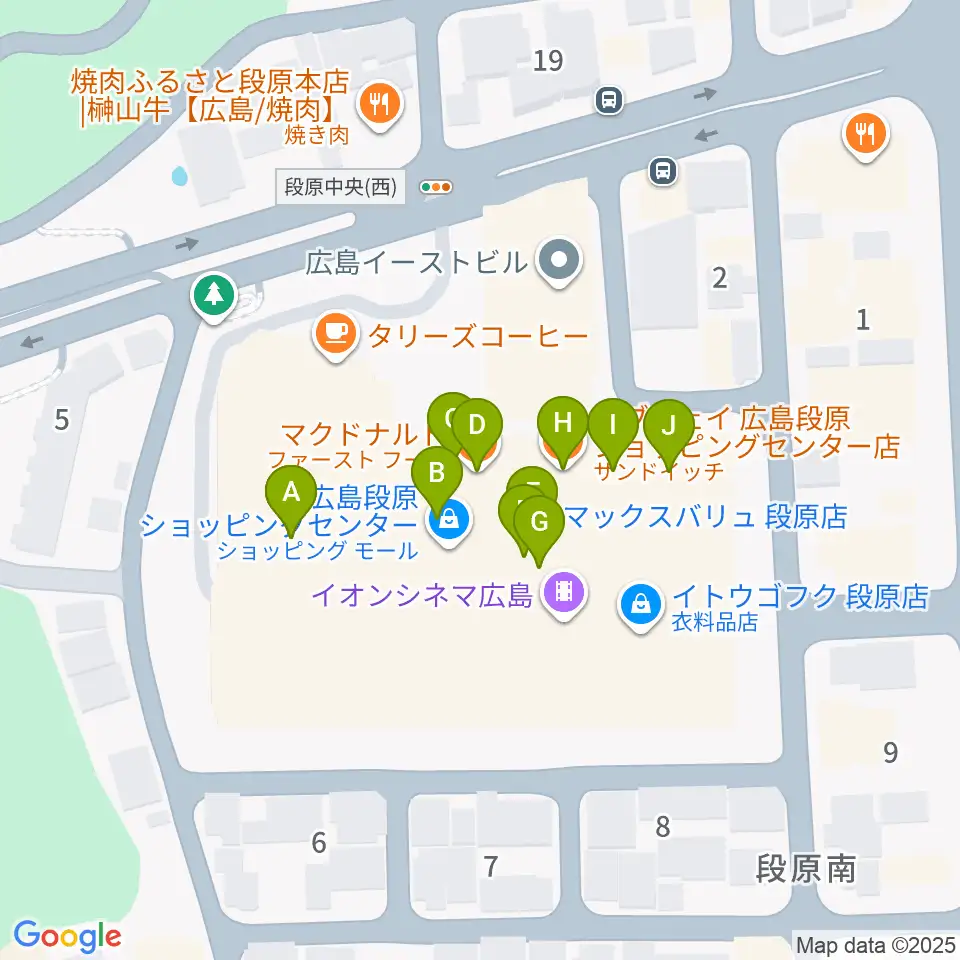 広島カルチャーセンター周辺のファミレス・ファーストフード一覧地図