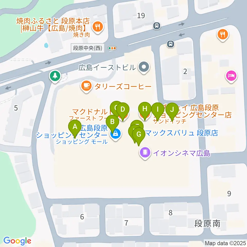 広島カルチャーセンター周辺のファミレス・ファーストフード一覧地図