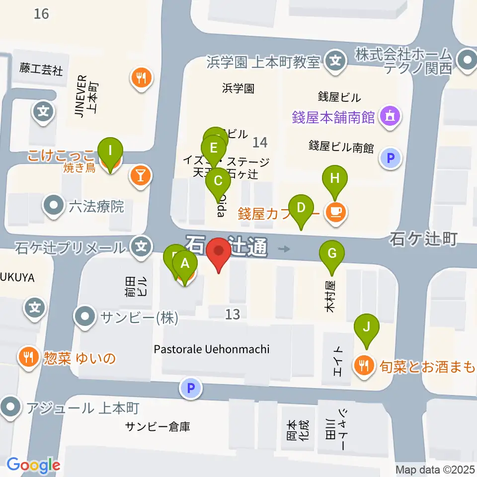 MUSICA VITA音楽教室周辺のファミレス・ファーストフード一覧地図