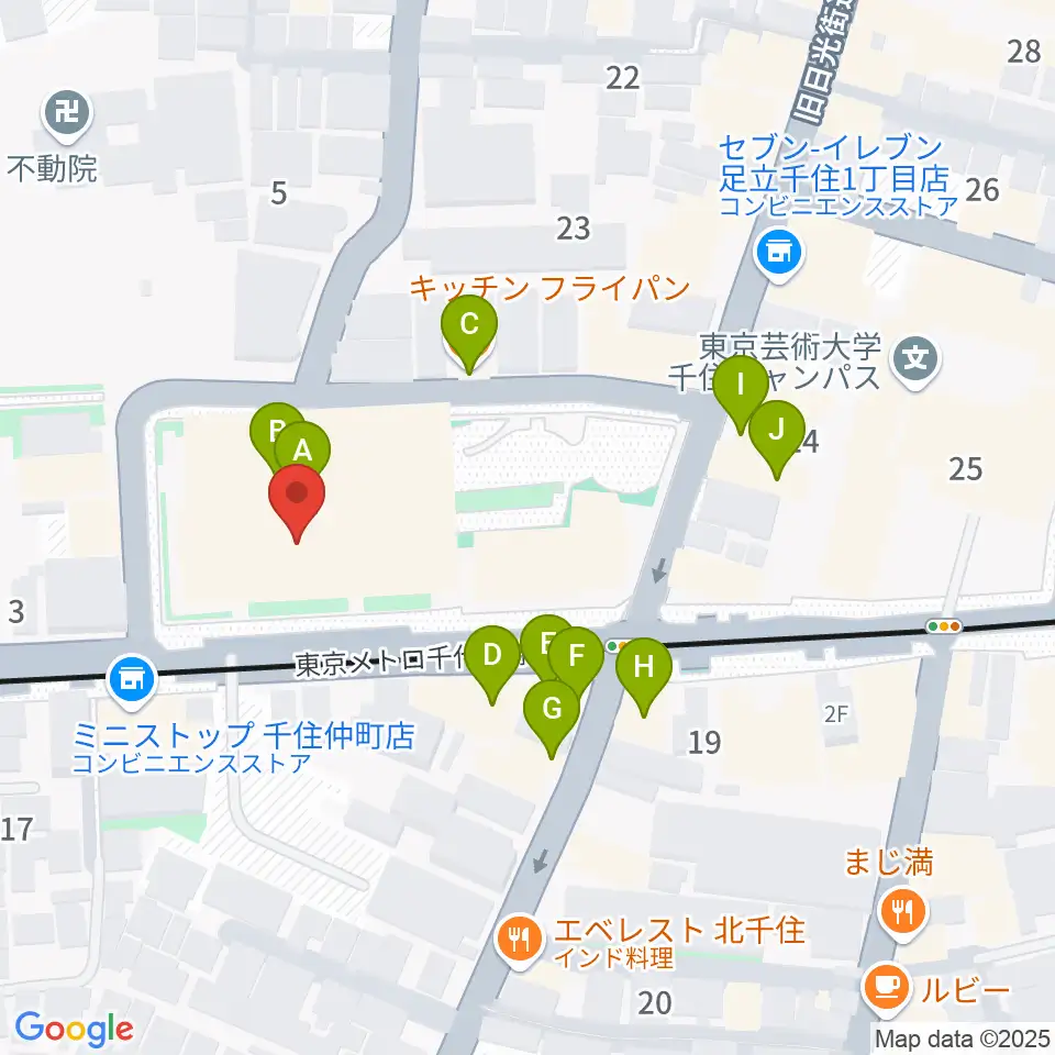 天空劇場周辺のファミレス・ファーストフード一覧地図