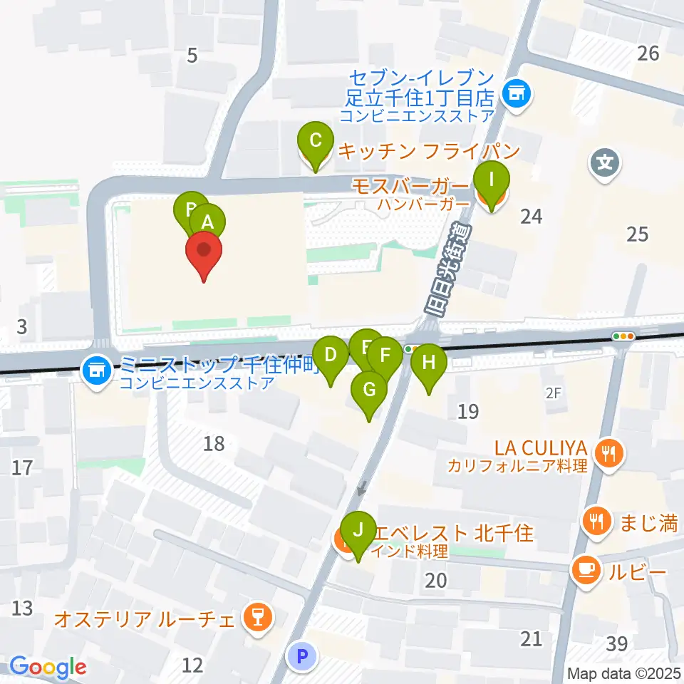 天空劇場周辺のファミレス・ファーストフード一覧地図
