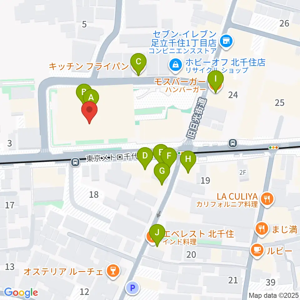 天空劇場周辺のファミレス・ファーストフード一覧地図