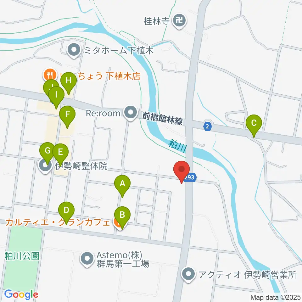 鈴木楽器 伊勢崎支店周辺のファミレス・ファーストフード一覧地図