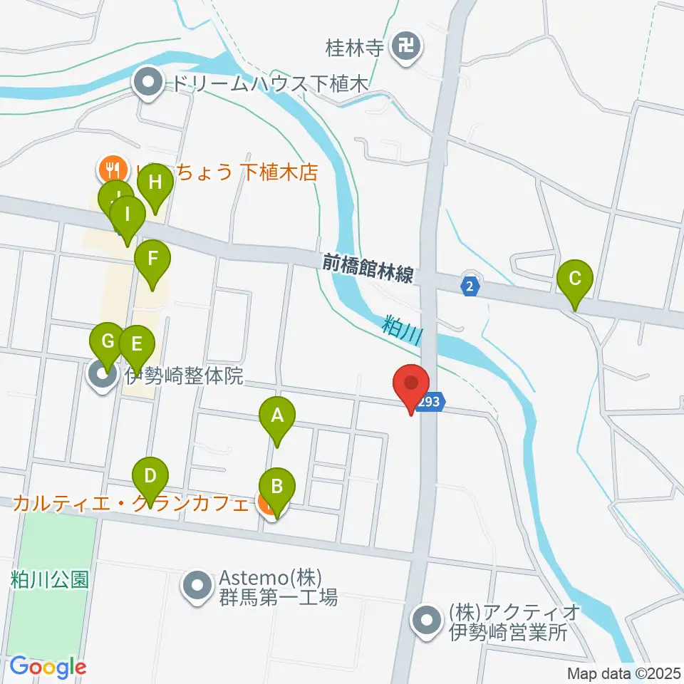 鈴木楽器 伊勢崎支店周辺のファミレス・ファーストフード一覧地図