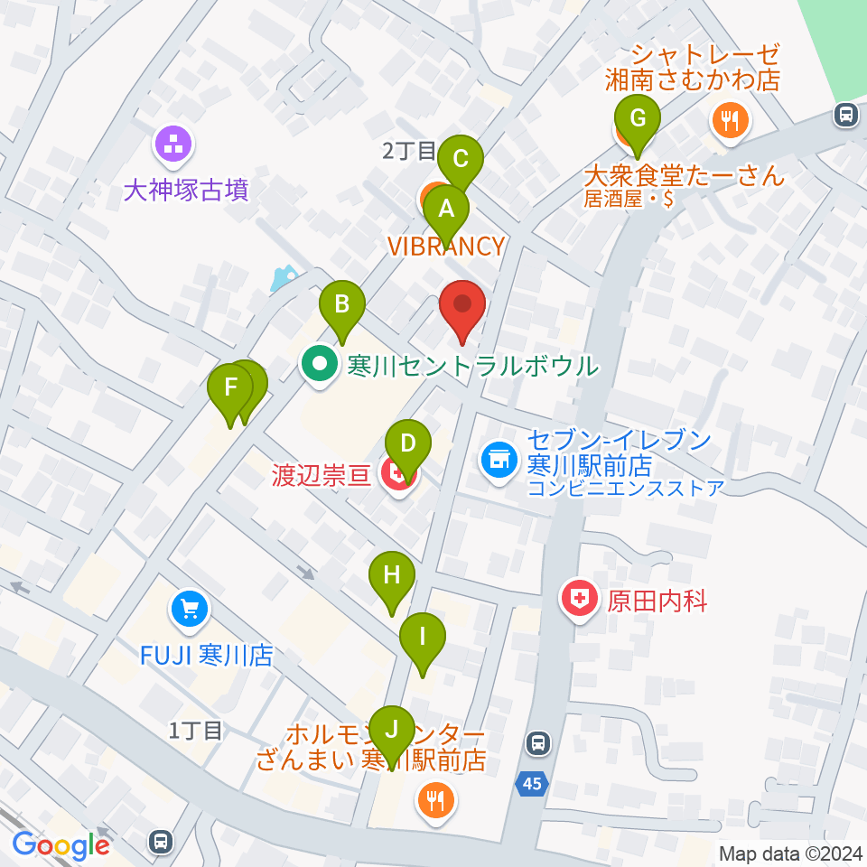 長谷川楽器店 寒川センター周辺のファミレス・ファーストフード一覧地図