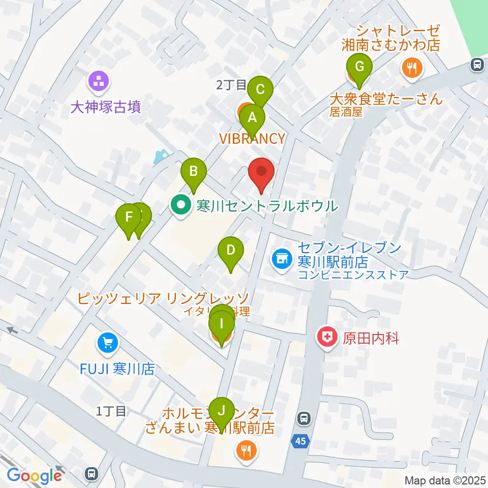 長谷川楽器店 寒川センター周辺のファミレス・ファーストフード一覧地図