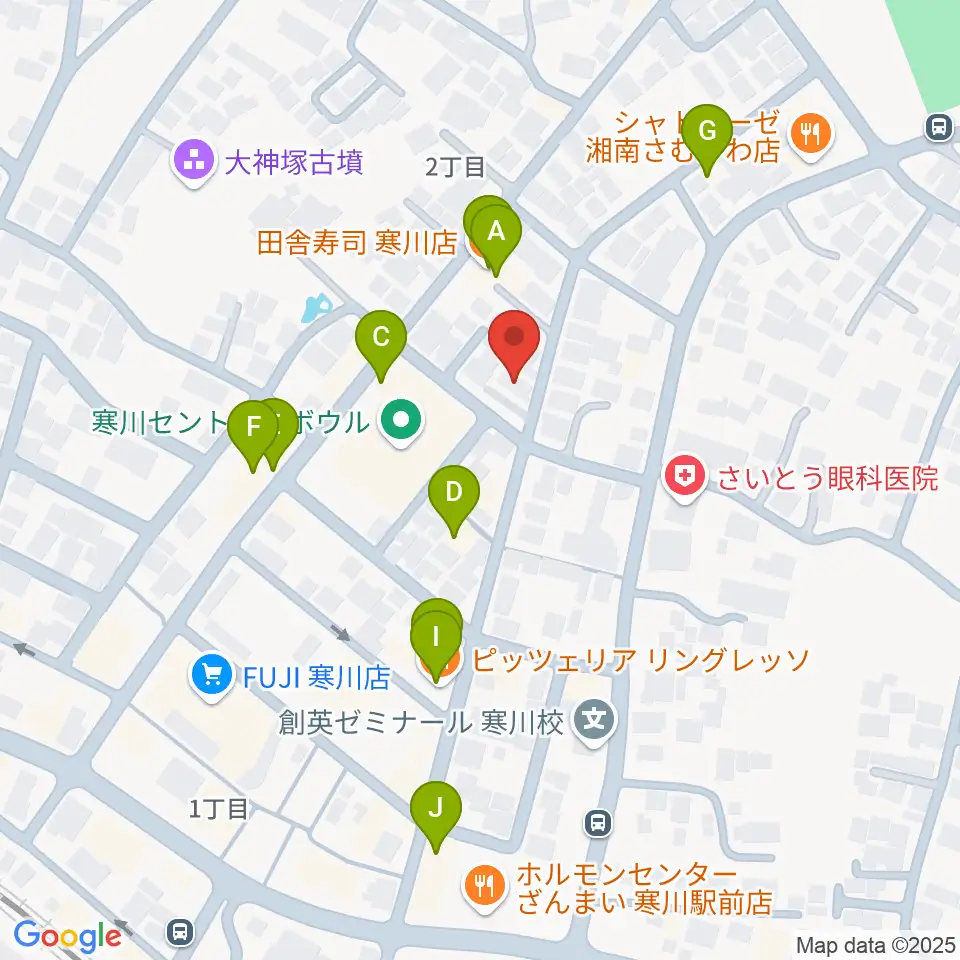 長谷川楽器店 寒川センター周辺のファミレス・ファーストフード一覧地図
